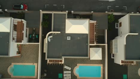 Aerial-view-of-luxury-houses-with-swimming-pools