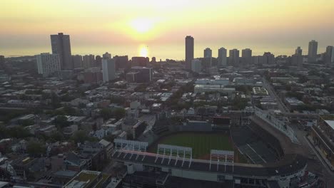 Aerial-footage-of-Wrigley-Field-in-Summer