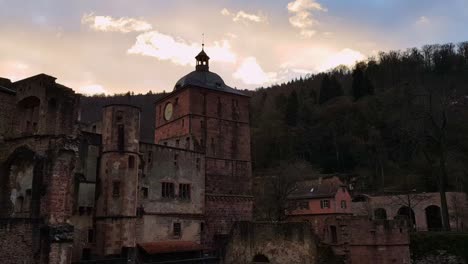 View-of-pink-slow-moving-clouds-over-Heidelberg-Castle-in-Germany-during-sunrise