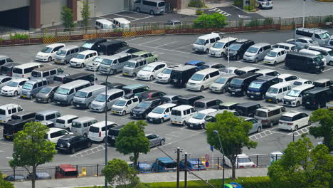 Yokohama-Japan---Circa-Timelapse-of-a-busy-car-park-during-a-sunny-day