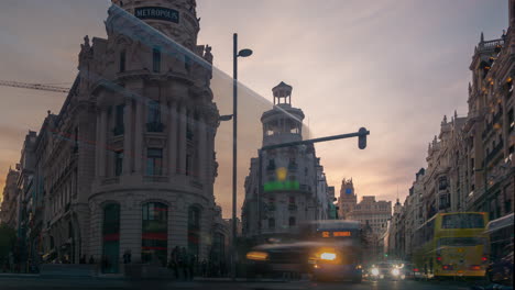 Timelapse-De-La-Calle-Gran-Via-En-Madrid,-España