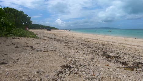 Lapso-De-Tiempo-De-ángulo-Bajo-De-Turistas-Y-Cangrejos-Ermitaños