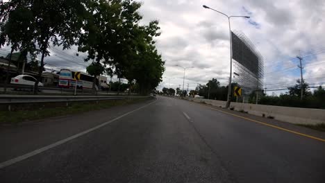 This-is-a-time-lapse-with-an-action-camera-mounted-in-front-of-the-truck,-driving-from-Pranburi-to-Hua-Hin-and-Hua-Hin-to-Bangkok-on-Phet-Kasem-Road