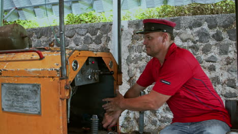 Shot-of-small-old-fashioned-train-ready-for-departure-in-Arenal-national-park---Costa-Rica