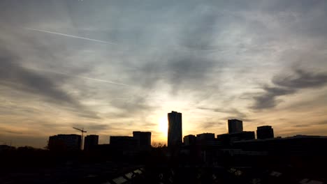 Bucharest,-Romania-November:-buildings-timelapse-at-sunset