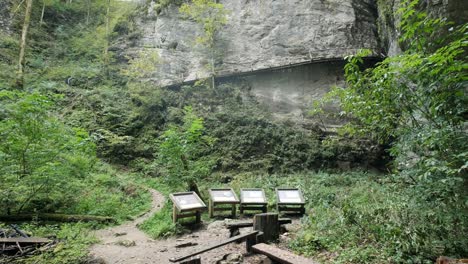 Hombre-Caminando-Por-El-Desfiladero-De-Pokljuka-En-Eslovenia-Durante-La-Primavera-En-El-Parque-Nacional-Triglav