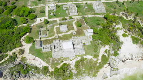 Mayans-ruins-of-Tulum-Mexico-in-Quintana-Roo-from-drone-view