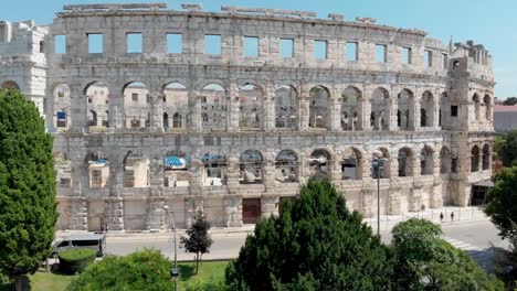 Aerial-shot-of-the-Pula--the-coliseum