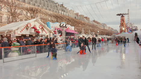 Ice-skating-rink,-Christmas-Market,-Paris-,-France