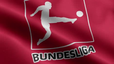 Red-4k-closeup-animated-loop-of-a-waving-flag-of-the-Bundesliga-Logo