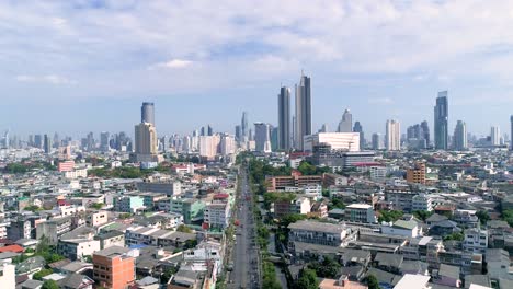 Aerial-of-the-Skyline-of-Bangkok,-Thailand