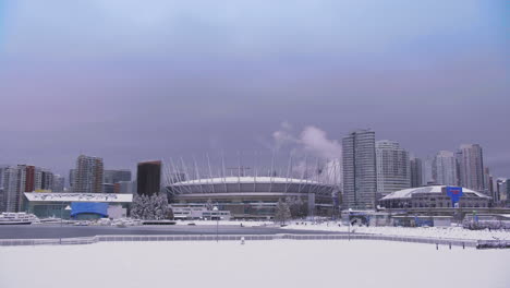 Timelapse-Del-Horizonte-De-Vancouver-En-Un-Día-Muy-Nevado