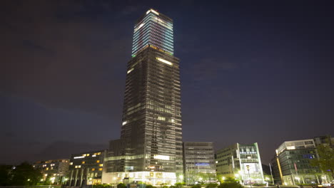 Koelnturm-Building,-Day-to-Night-timelapse