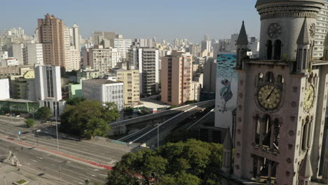 Aerial-view-of-Sao-Paulo-downtown-empty-during-Covid-19-Quarantine,-Brazil