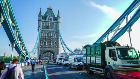 London-England,-circa-:-timelapse-Tower-Bridge-in-London-City,-United-Kingdom