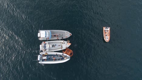 Sailors-On-The-Boats-Adrift-In-The-Middle-Of-Patagonian-Sea-In-Argentina-During-Nautical-Training---Aerial-Shot