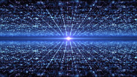 Futuristic-digital-generated-motion-abstract-matrix-particles-de-focus-grid-in-cyber-space-digital-background-environment
