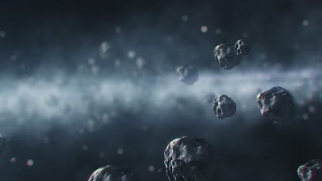 3D-Animation-Des-Fliegens-Durch-Einen-Asteroidengürtel-Im-Weltraum