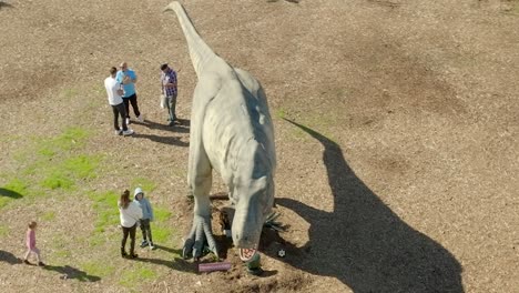 Aerial-View-of-Dinosaurs-in-The-Valley-at-Pierce-College,-Woodland-Hills,-California-USA