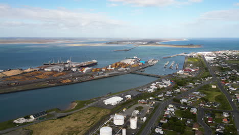 New-Zealand's-commercial-deepwater-for-marina-services,-Port-of-Bluff,-Aerial-shot