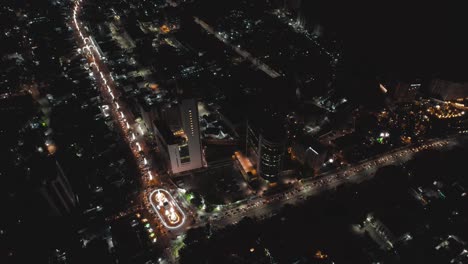 Victoria-Island,-Lagos-Nigeria--December-20-2022:-Cityscape-of-Victoria-Island-at-Night-time-with-traffic,-a-luxurious-business-and-residential-district-in-Lagos