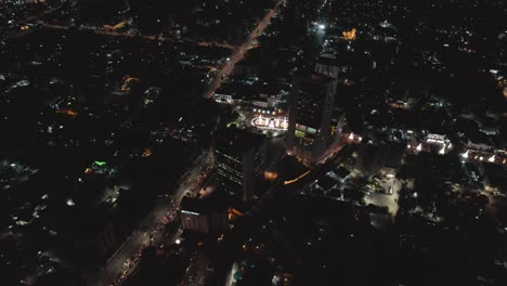 Victoria-Island,-Lagos-Nigeria--December-20-2022:-Cityscape-of-Victoria-Island-at-Night-time-with-traffic,-a-luxurious-business-and-residential-district-in-Lagos