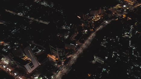 Victoria-Island,-Lagos-Nigeria--December-20-2022:-Cityscape-of-Victoria-Island-at-Night-time-with-traffic,-a-luxurious-business-and-residential-district-in-Lagos