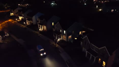 Aerial-top-down-shot-at-night