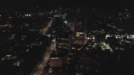 Victoria-Island,-Lagos-Nigeria--December-20-2022:-Cityscape-of-Victoria-Island-at-Night-time-with-traffic,-a-luxurious-business-and-residential-district-in-Lagos