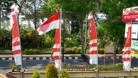 Indonesian-flags-and-pennants-on-street-for-Indonesia-Independence-Day