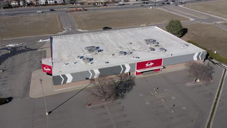 Aerial-view-of-Bowling-Alley-closed-from-Covid-19