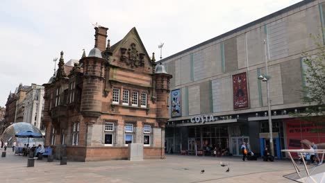 Former-St-Enoch-subway-station-at-St-Enoch-Square-in-Glasgow,-Scotland-used-as-Caffe-Nero