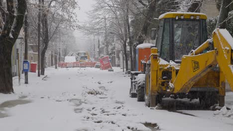 Abandoned-Street-Construction-Site-At-Winter