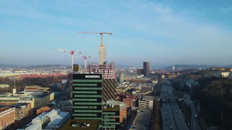 Building-Construction-In-Downtown-Located-In-Garda,-Gothenburg,-Sweden
