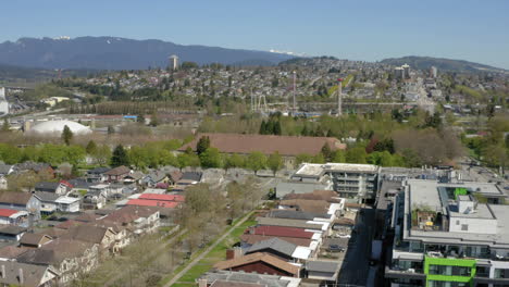 Scenic-aerial-view-over-Hastings-Park-in-beautiful-Vancouver,-British-Columbia