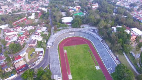 Aerial-view-with-drone-of-the-Quirasco-Olympic-Stadium-in-Xalapa,-Veracruz