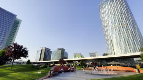 Promenada-mall-terrace-view,-Bucharest-Romania