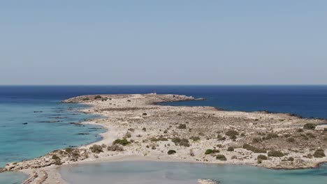 Beautiful-sandy-island-and-wild-beaches-near-island-of-Crete,-aerial-view