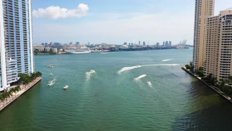 Aerial-video-pushing-out-of-the-Miami-River-towards-the-Port-of-Miami-in-Dodge-Island