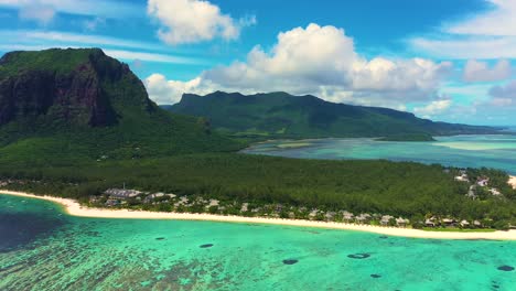 Mauritius-beach-island-aerial-view-of-Le-Morne-Brabant-tropical-Beach-on-south-west