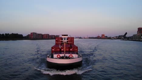 View-Of-Forward-Bow-Of-Meta-Maria-Inland-Cargo-Ship-Travelling-Along-Oude-Maas