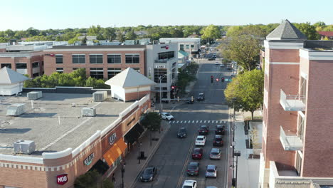 Aerial-shot-Cityscape-view-of-Naperville,-Joliet-in-Illinois