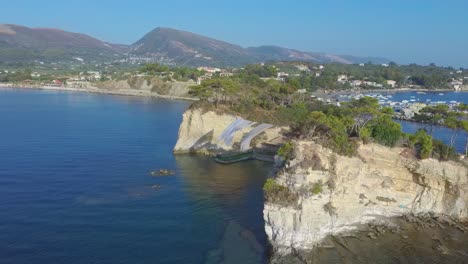 Flying-the-drone-near-Agios-Sostis-in-Zakynthos,-Greece