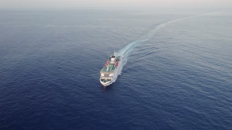 Front-aerial-view,-Armas-ferry-sailing-at-sea-near-Tenerife