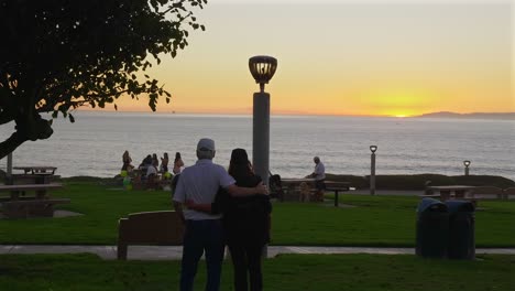A-couple-embracing-at-a-park-by-the-ocean