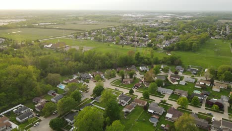 Iconic-rural-township-of-Trenton-in-America,-aerial-drone-view