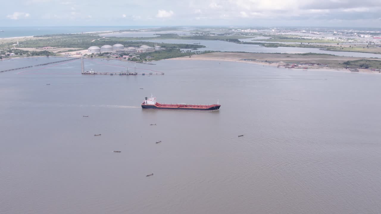 Victoria Island, Lagos, Nigeria -December 20 2022: Cargo Ship In The ...