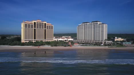 Aerial-view-of-Grand-Hotel-Ho-Tram,-Vietnam-o-beautiful-sunny-morning