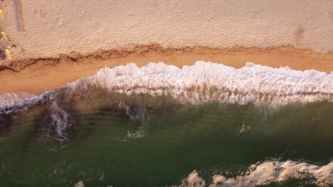 Sarti-Beach-Drone-Top-Down-View-Looking-Up-in-Greece