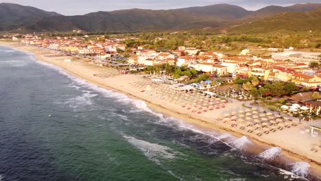 Sarti-beach-at-Sunset-Aerial-in-Greece